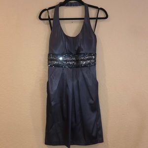 Size 6 dress blue gray satin dress barn
